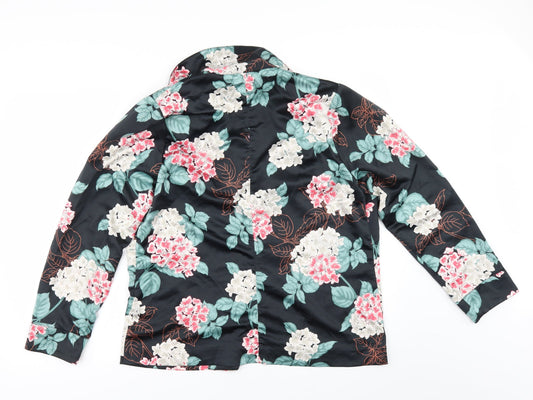 CAPSULE Womens Black Floral Jacket Blazer Size 14
