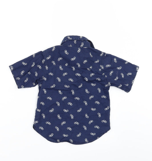 American Hawk Boys Blue Geometric Basic Button-Up Size 3 Years