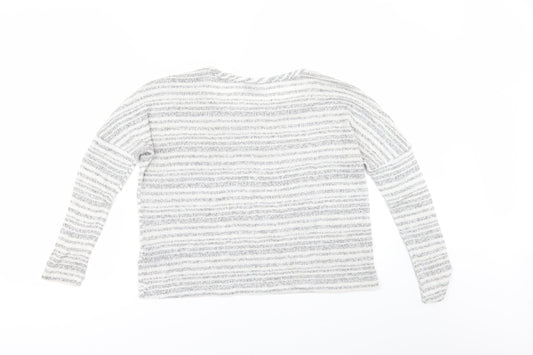 Sparkle & Fade Womens Grey Striped Pullover Jumper Size XS