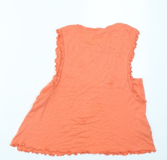 Mango Womens Orange Basic Tank Size M