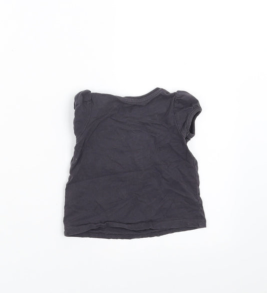 Nutmeg Girls Grey Basic T-Shirt Size 6-9 Months - crochet detail