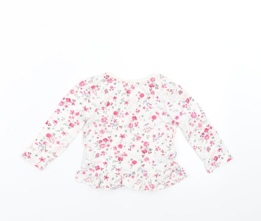 Primark Girls White Floral Basic T-Shirt Size 9-12 Months