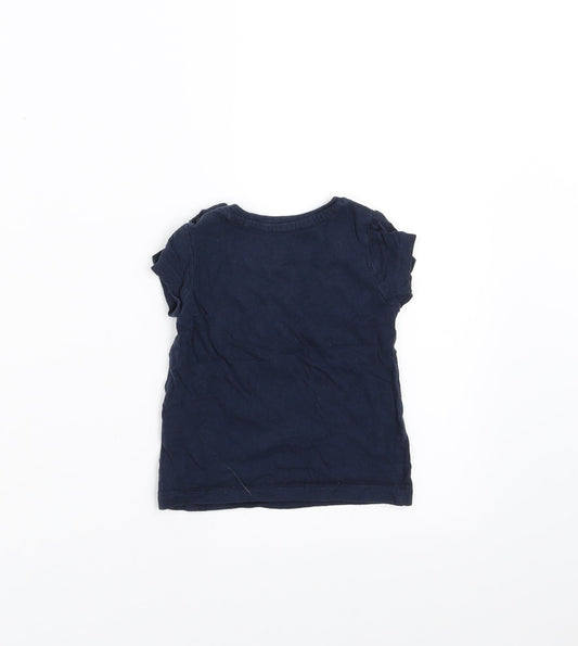 Primark Girls Blue Basic T-Shirt Size 6-9 Months - unicorn