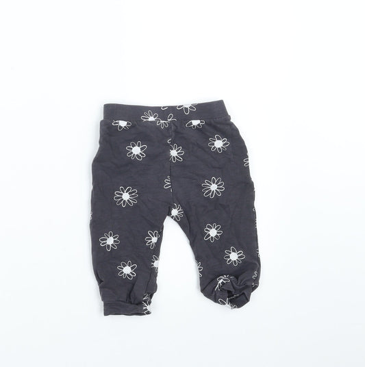 Nutmeg Girls Grey Floral Jogger Trousers Size 6-9 Months