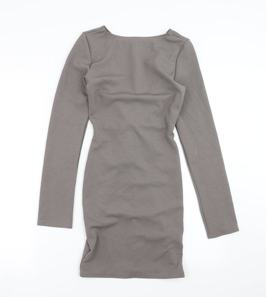 Preworn Womens Grey Bodycon Size 10 - Twist front