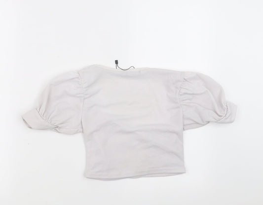 Boohoo Womens White Cropped Blouse Size 6 - Off White