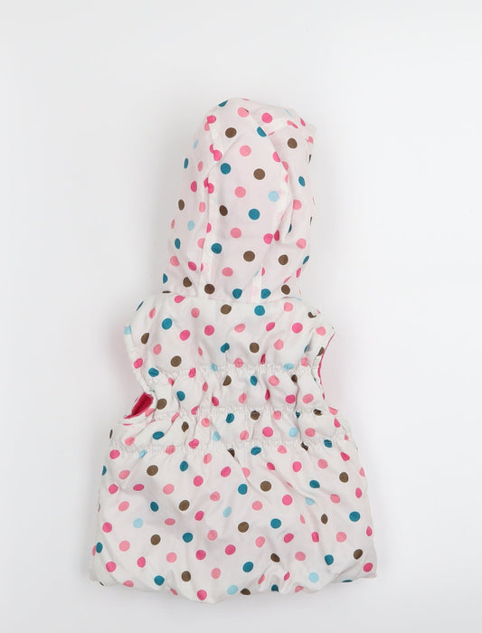 TU Girls White Polka Dot Gilet Coat Size 0-3 Months