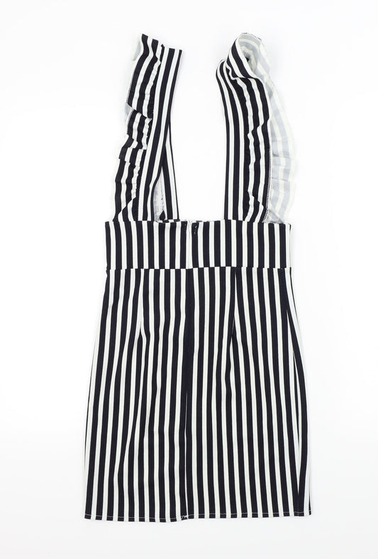 Preworn Womens Blue Striped A-Line Size S - Frill Detail