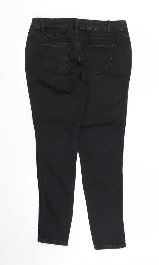 B. You Womens Black Denim Skinny Jeans Size 14 L26 in