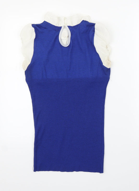 JJ Park Womens Blue Basic Blouse Size M