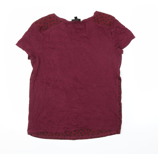 Topshop Womens Purple Polka Dot Basic Blouse Size 8