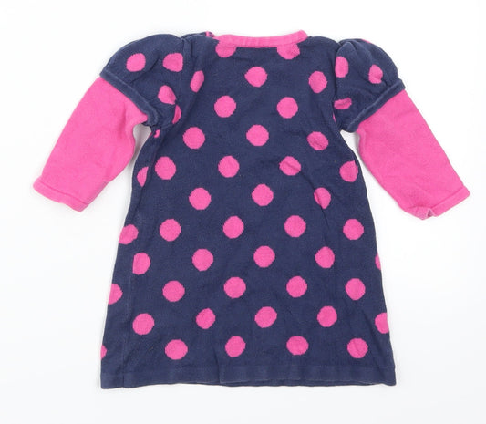 George Girls Blue Polka Dot Jumper Dress Size 3-6 Months - Pink