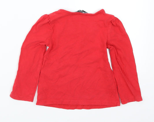 George Girls Red Basic T-Shirt Size 18-24 Months - Fabric Flowers