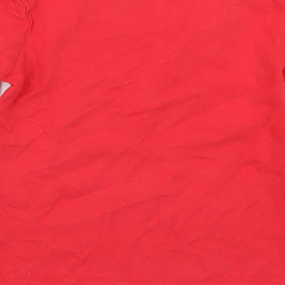 George Girls Red Basic T-Shirt Size 18-24 Months - Fabric Flowers