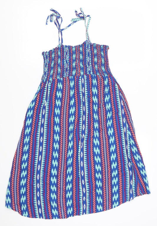 Papaya Womens Blue Geometric Tank Dress Size 8