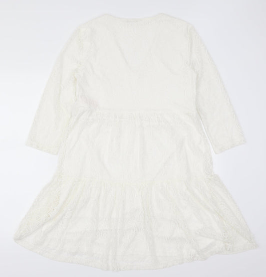 VILA Womens White Lace Trapeze & Swing Size S