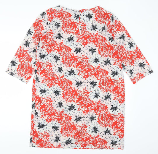 Dorothy Perkins Womens Red Floral Basic T-Shirt Size 14