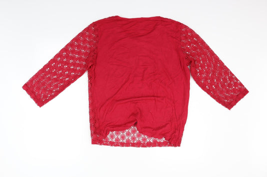 EWM Womens Red Henley Jumper Size L