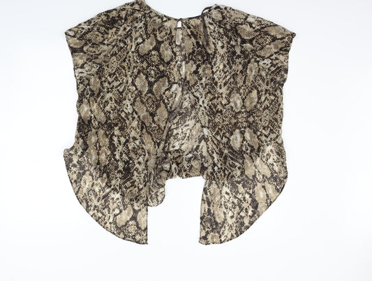 Papaya Womens Beige Animal Print Basic Blouse Size 14