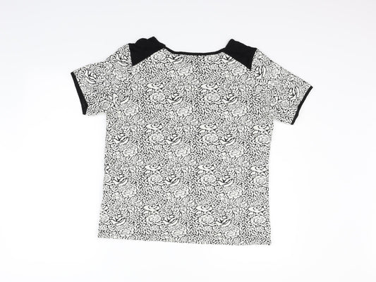 Debenhams Womens White Floral Basic T-Shirt Size 14