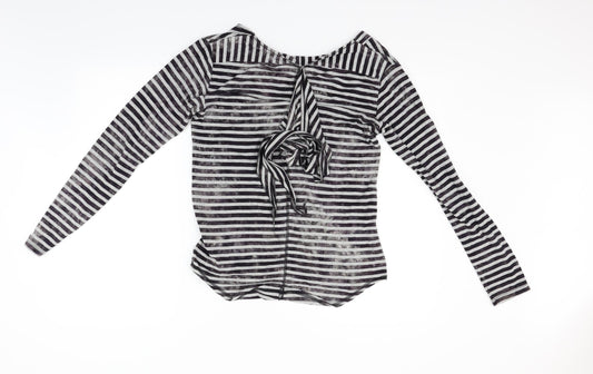 diesal Womens Grey Striped Pullover Jumper Size M
