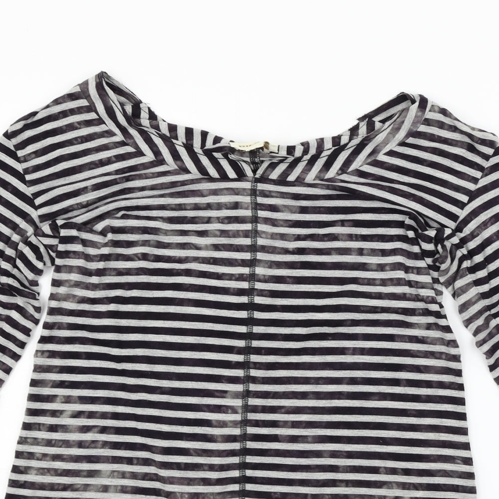 diesal Womens Grey Striped Pullover Jumper Size M