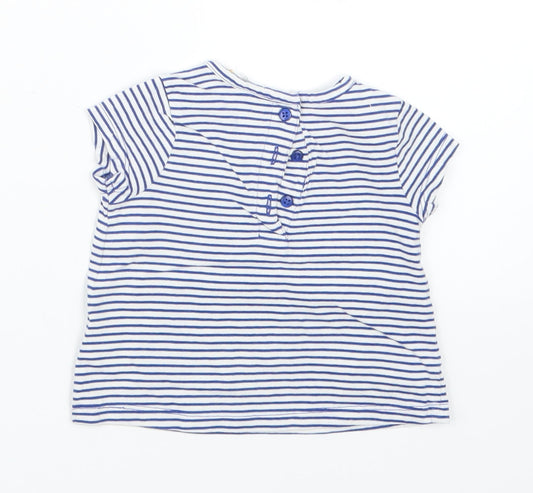 John Lewis Girls Blue Striped Basic T-Shirt Size 0-3 Months