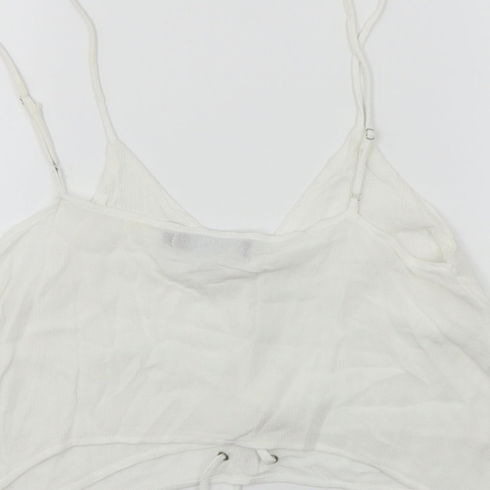 Misstruth Womens White Cropped T-Shirt Size 8