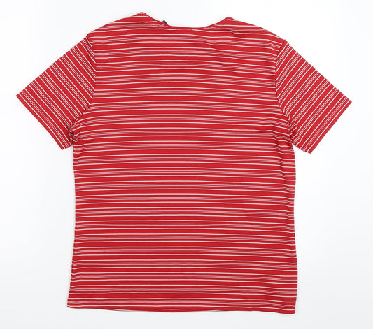 Laura Scott Womens Red Striped Basic T-Shirt Size S
