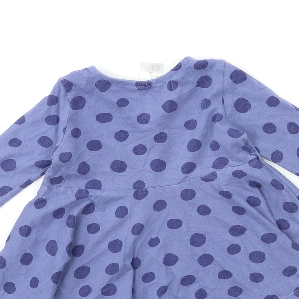 Brand and care label for H&M Baby Blue Polka Dot T-Shirt Dress, size 6-9, Months