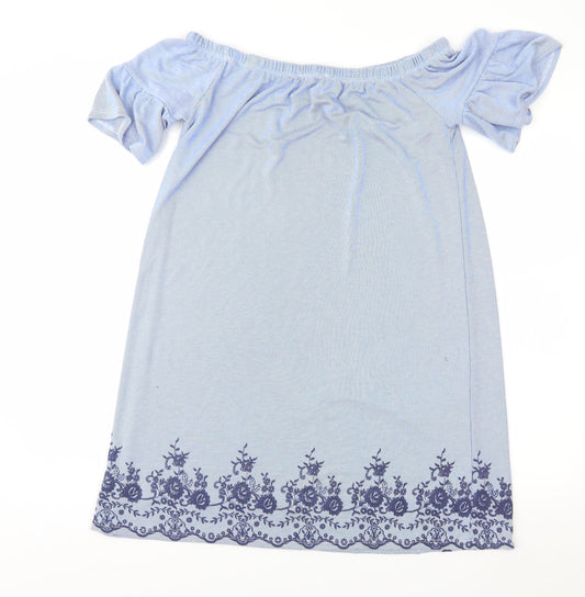 George Womens Blue Striped A-Line Size 10