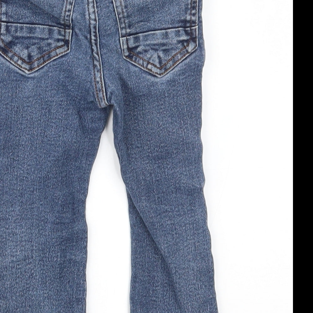 Brand and care label for Next Baby Blue Denim Capri Jeans, size 9, Months