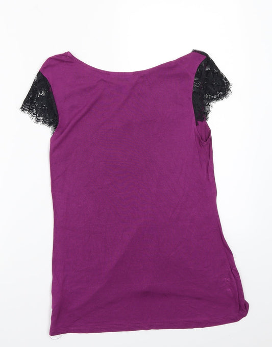 Warehouse Womens Purple Basic T-Shirt Size 14