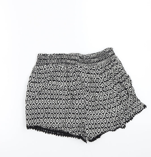 Primark Womens Black Geometric Bermuda Shorts Size 8