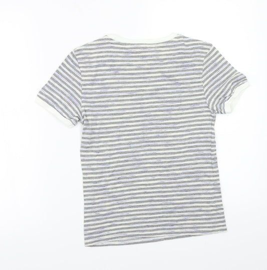 Jack Wills Womens Grey Striped Basic T-Shirt Size 8