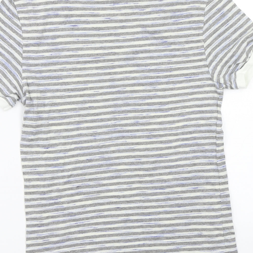 Jack Wills Womens Grey Striped Basic T-Shirt Size 8
