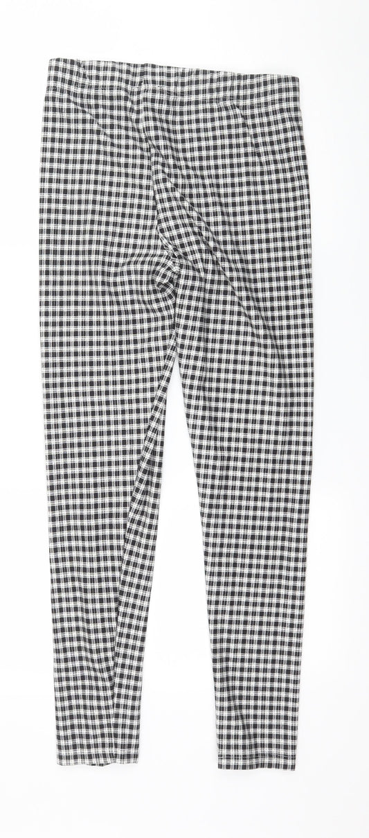 Topship Womens Black Check Jersey Capri Leggings Size 10 L27 in