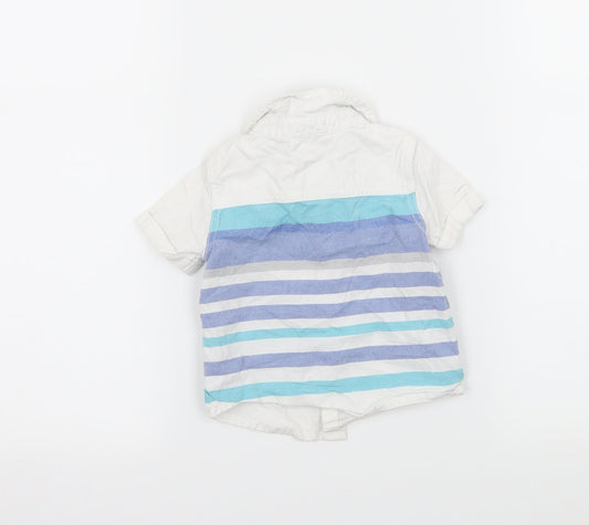 F&F Boys White Striped Basic Button-Up Size 3-6 Months