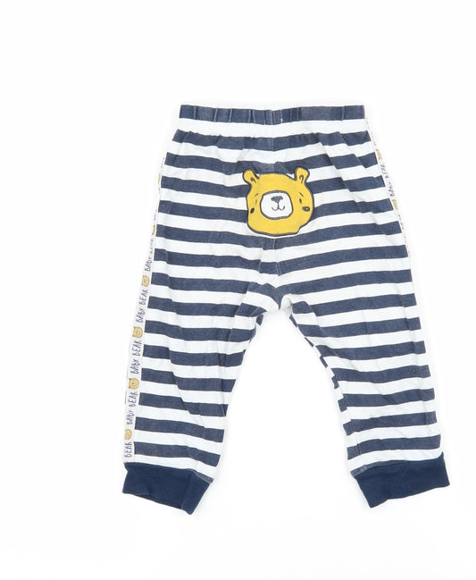 studio baby Boys Blue Striped Jersey Cami Pyjama Pants Size 12-18 Months - Bear