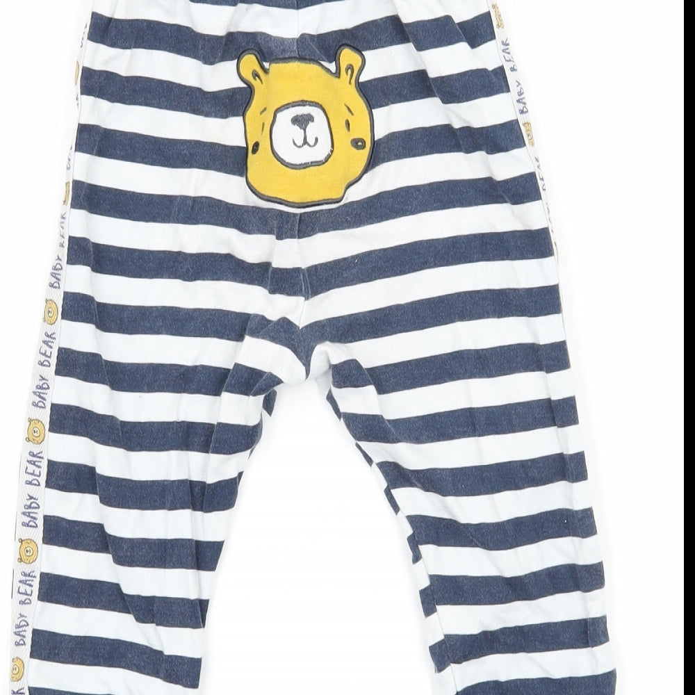 Brand and care label for studio baby boys’ blue striped jersey cami pyjama pants, size 12-18, months - bear