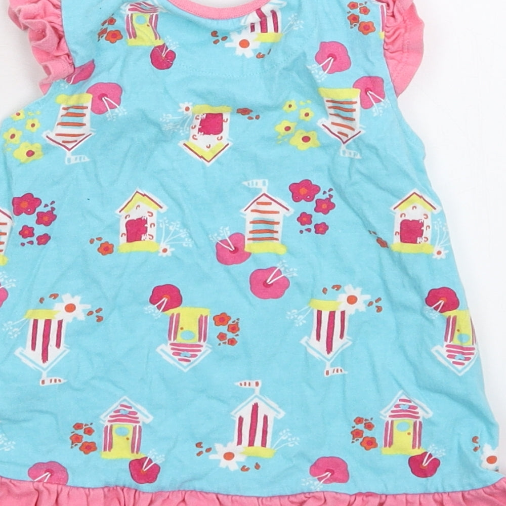 Brand and care label for Ladybird girls’ multicoloured t-shirt dress, size 12-18, months