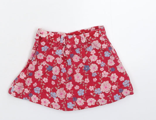 John Lewis Girls Pink Floral Corduroy A-Line Skirt Size 2 Years
