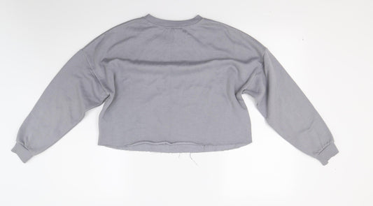 New Look Girls Grey Pullover Hoodie Size 13 Years - Croped Boston