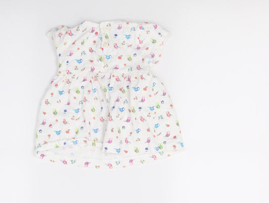 Mini Club Girls White Floral T-Shirt Dress Size 0-3 Months
