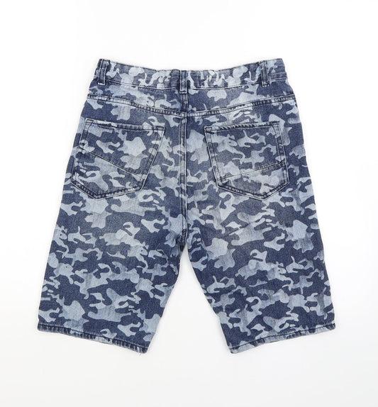 Preworn Girls Blue Camouflage Biker Shorts Size 13 Years