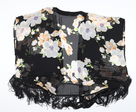 Urmoda Womens Black Floral Shrug Jumper Size S