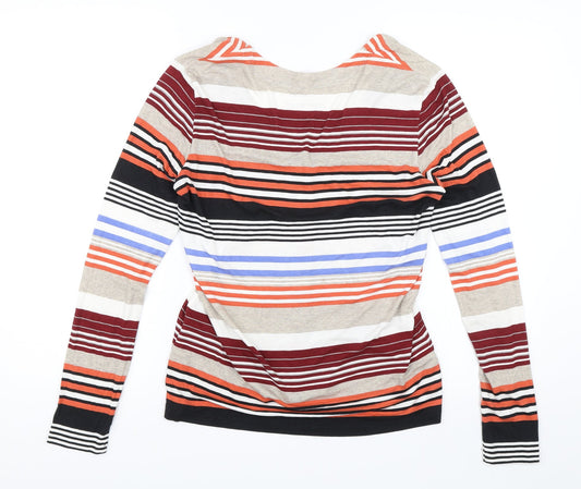 Gerry Weber Womens Orange Striped Cardigan Jumper Size 10