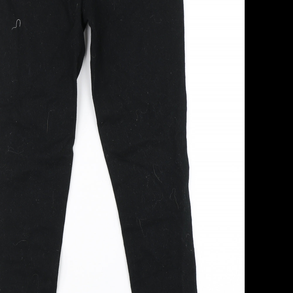 Brand and care label for Denim & Co. girls’ black denim straight jeans, size 10-11, years