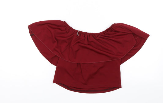 Ethan and Amy Womens Red Cropped Blouse Size L