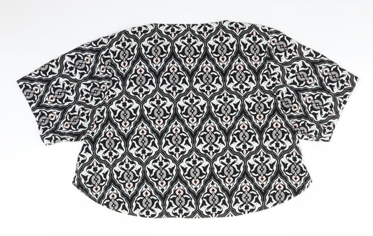 conscious Womens White Geometric Basic Blouse Size 8